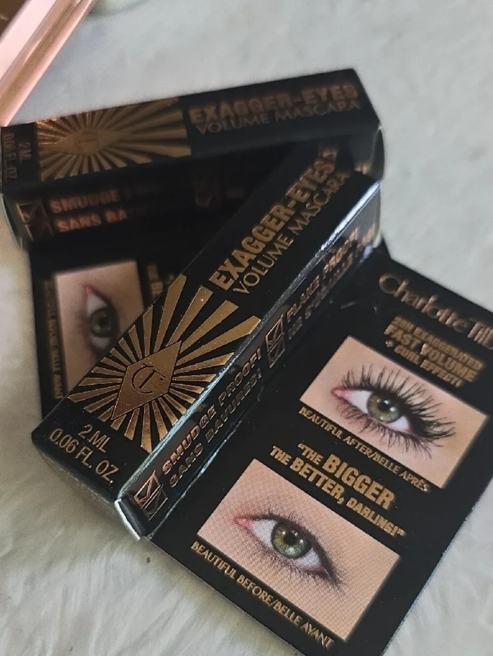 Charlotte Tilbury Exagger-Eyes Volume Mascara in Black and Gold- 2 Pieces